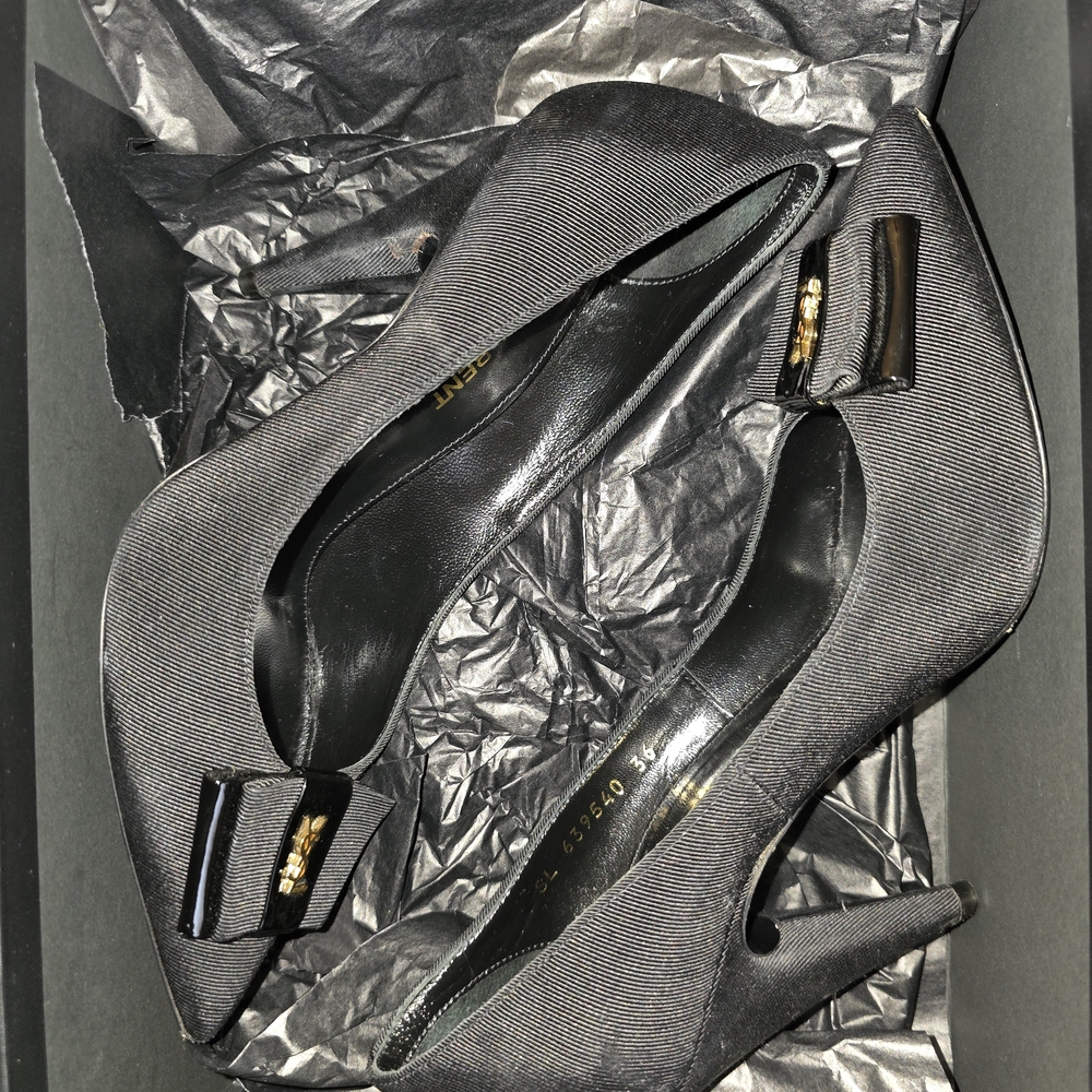 ☆Saint Laurent Black Anais Ribbon Heels with Bow Detail☆ - Picture 4 of 5
